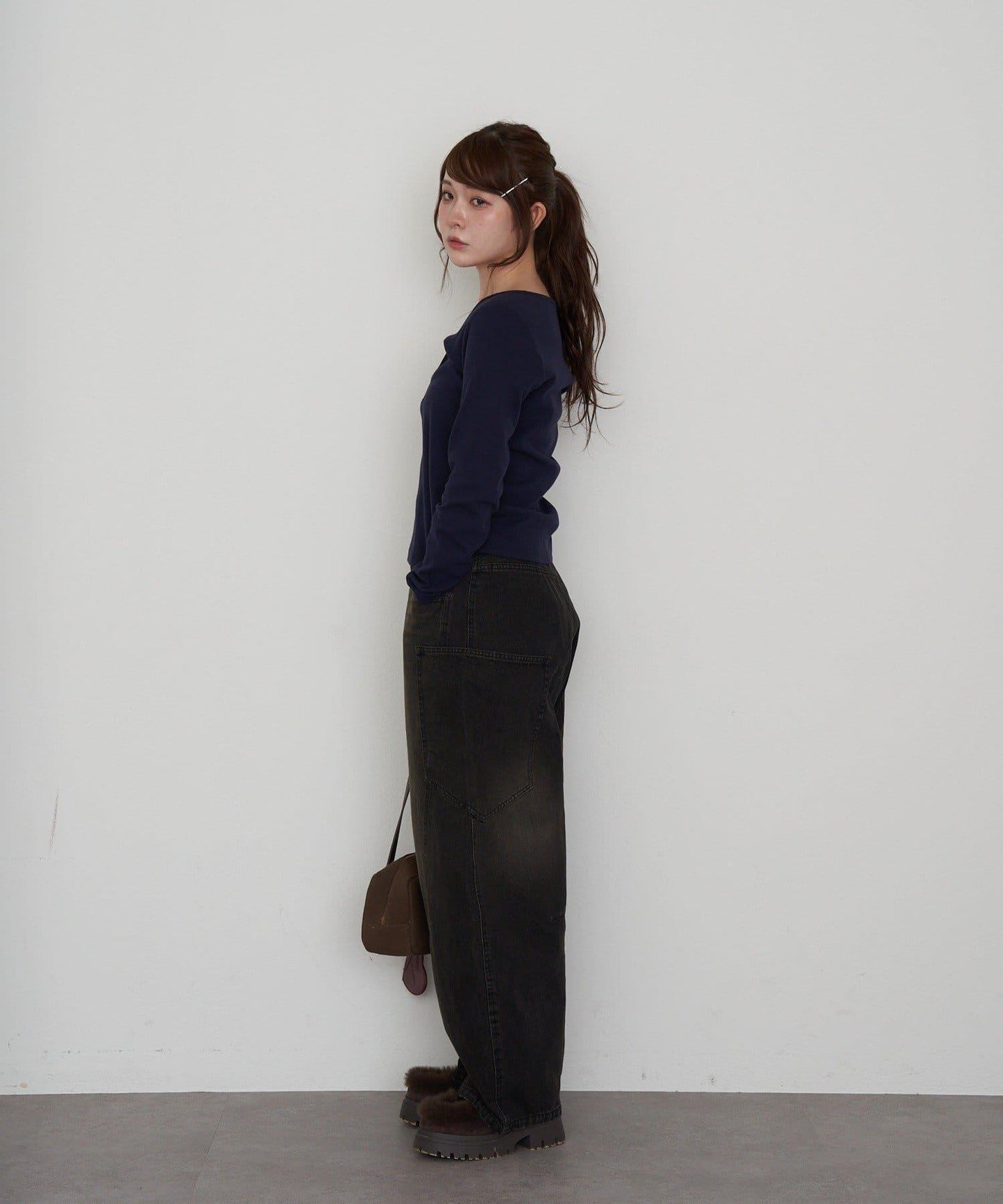 拼接設計牛仔褲