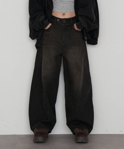 拼接設計牛仔褲