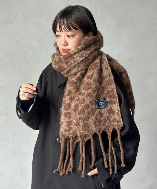 拼色圖案加厚圍巾