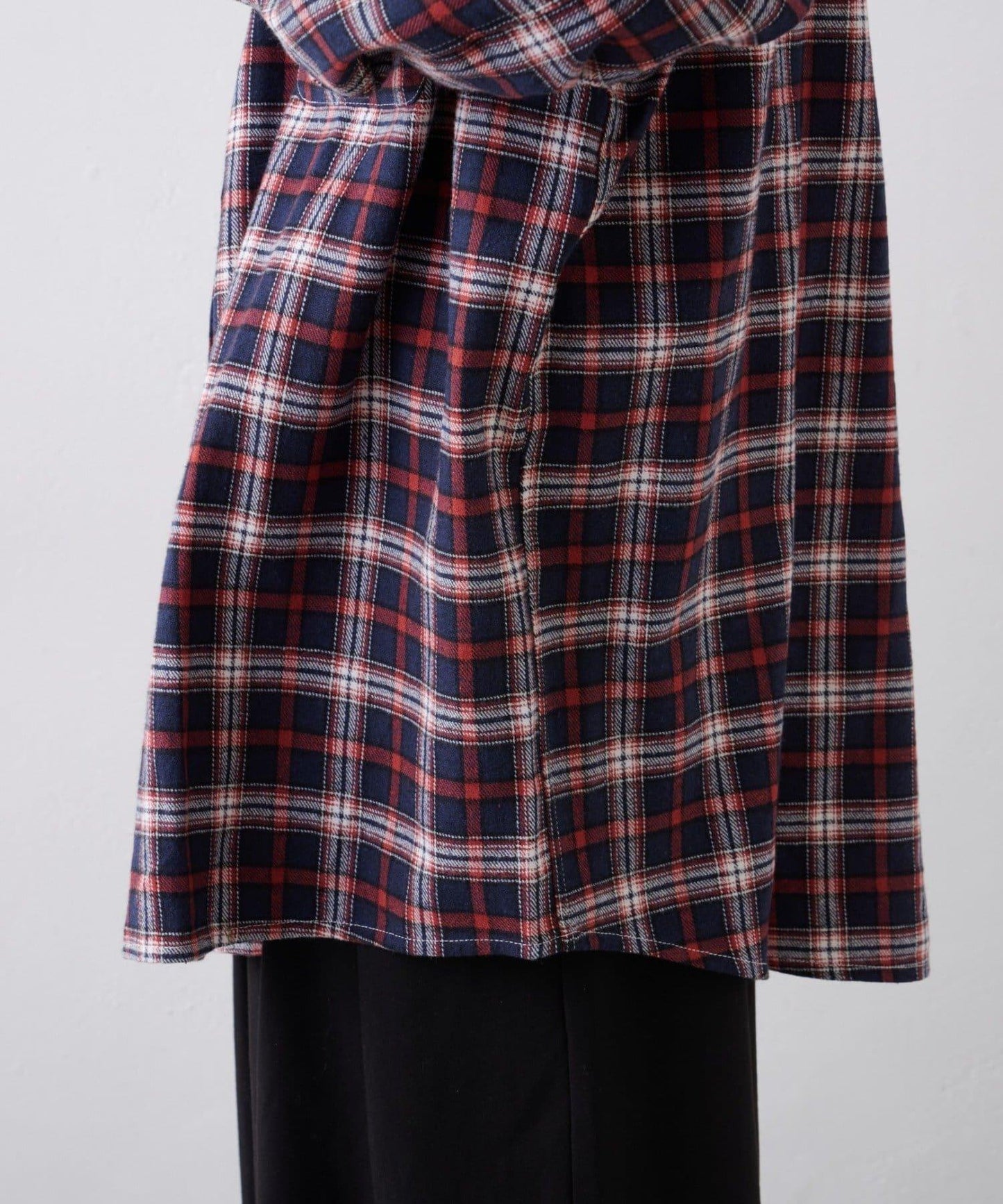 【PATTIPATTI】寬鬆格紋法蘭絨襯衫