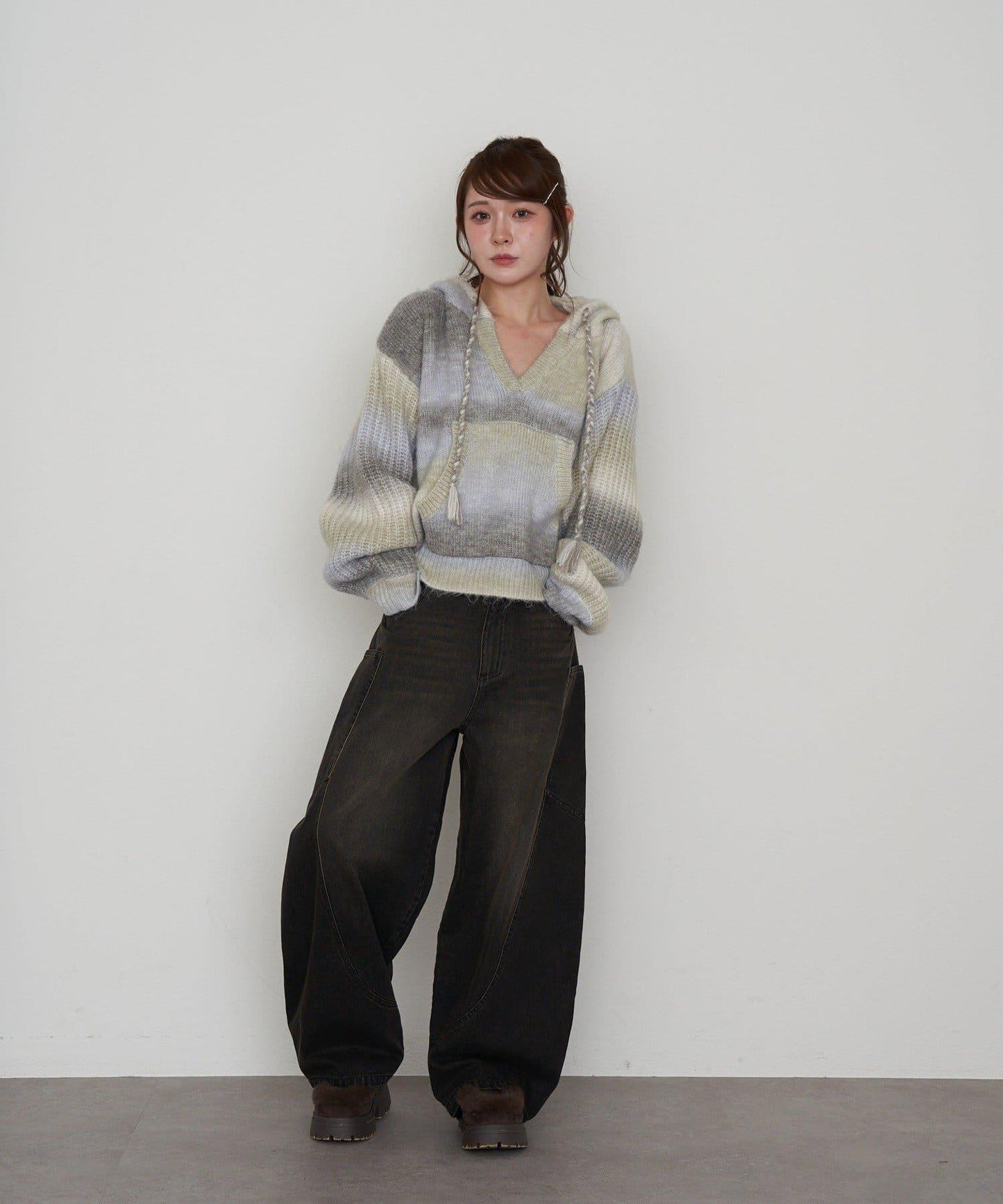 拼接設計牛仔褲