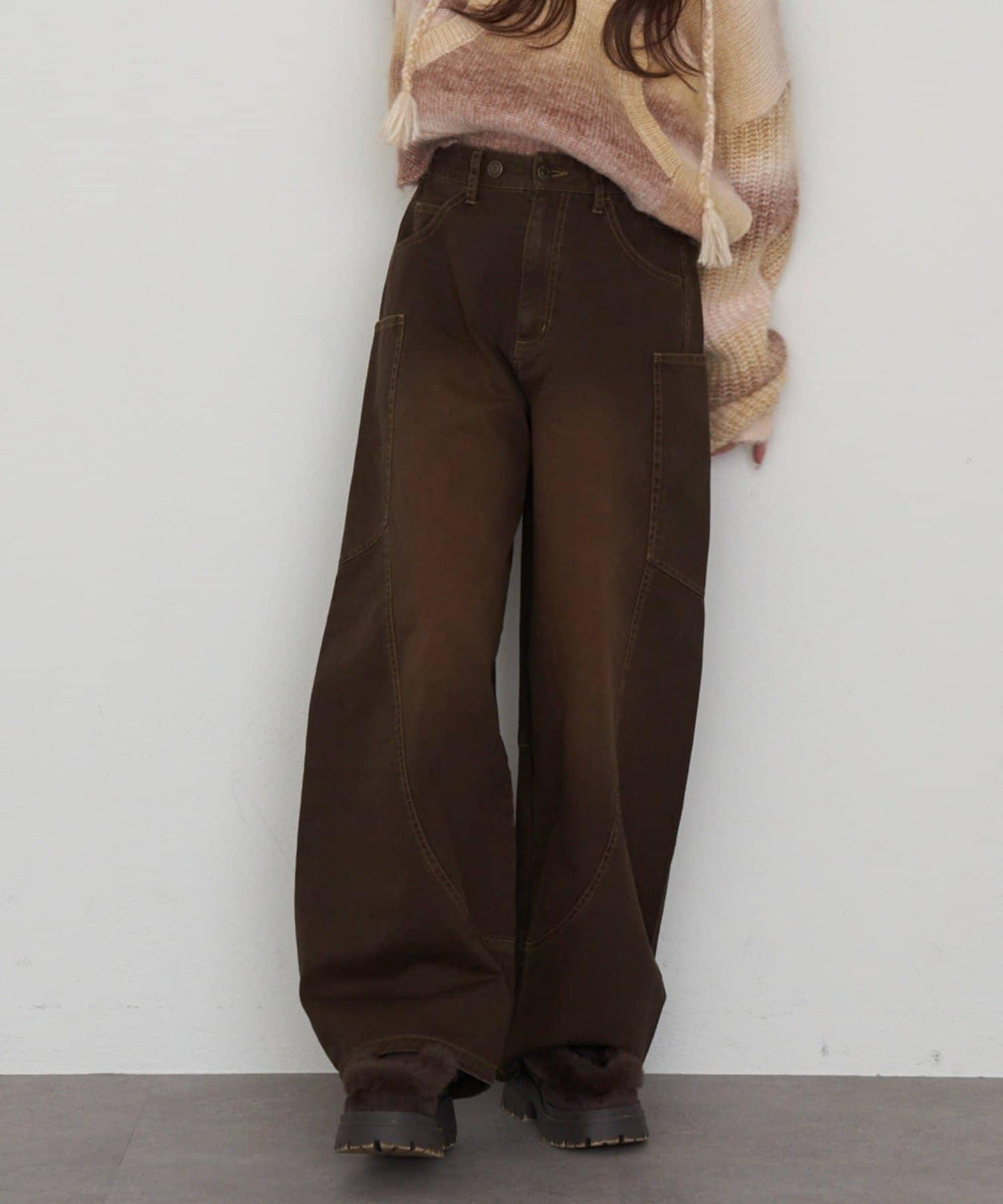 拼接設計牛仔褲