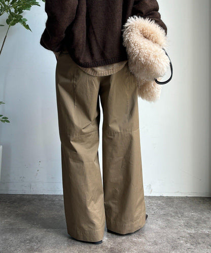 【DouDou】斜紋寬腿褲