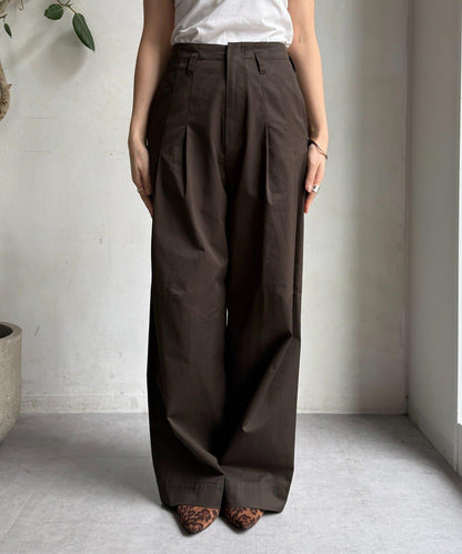 斜紋寬腿休閒褲