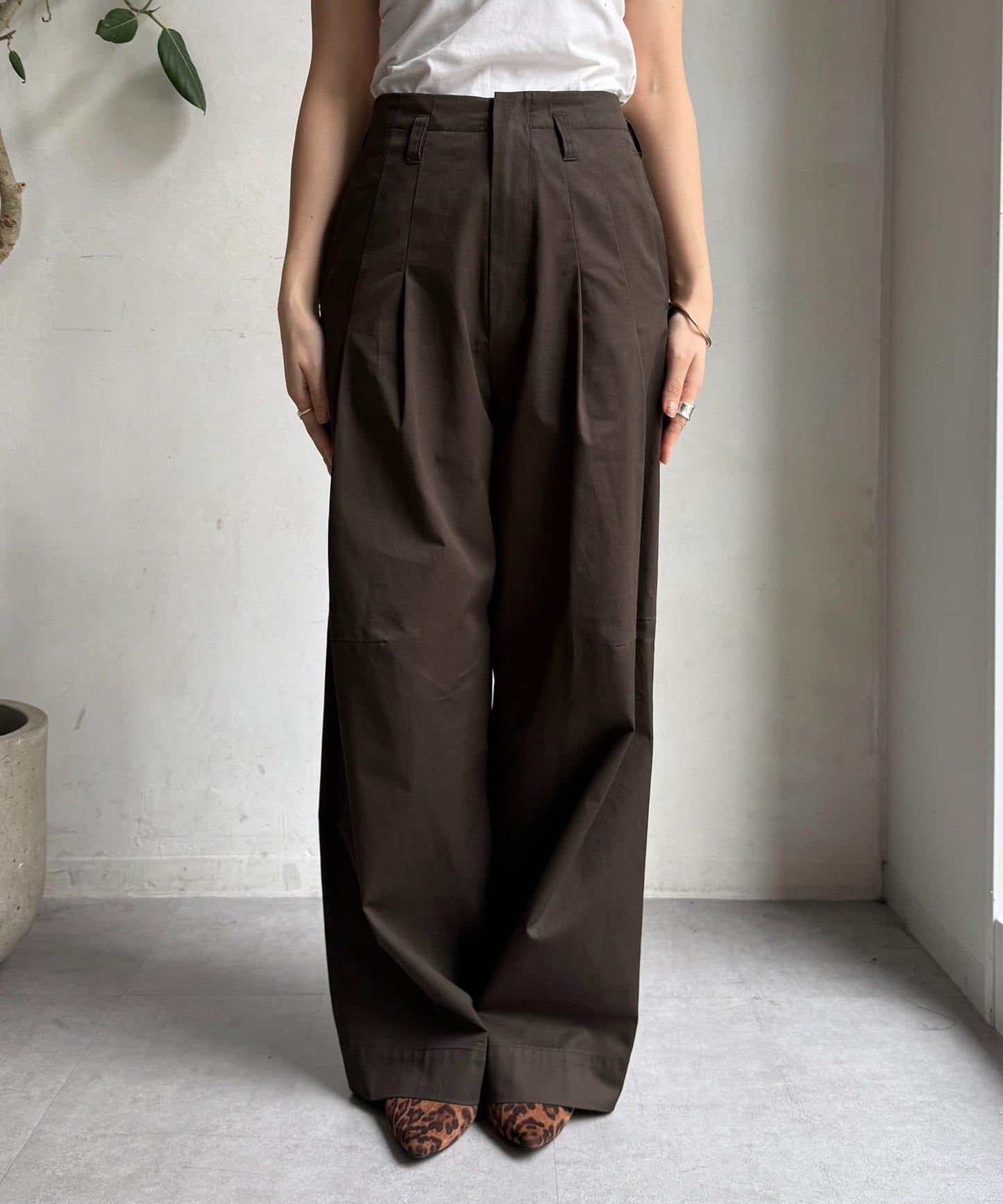 【DouDou】斜紋寬腿褲