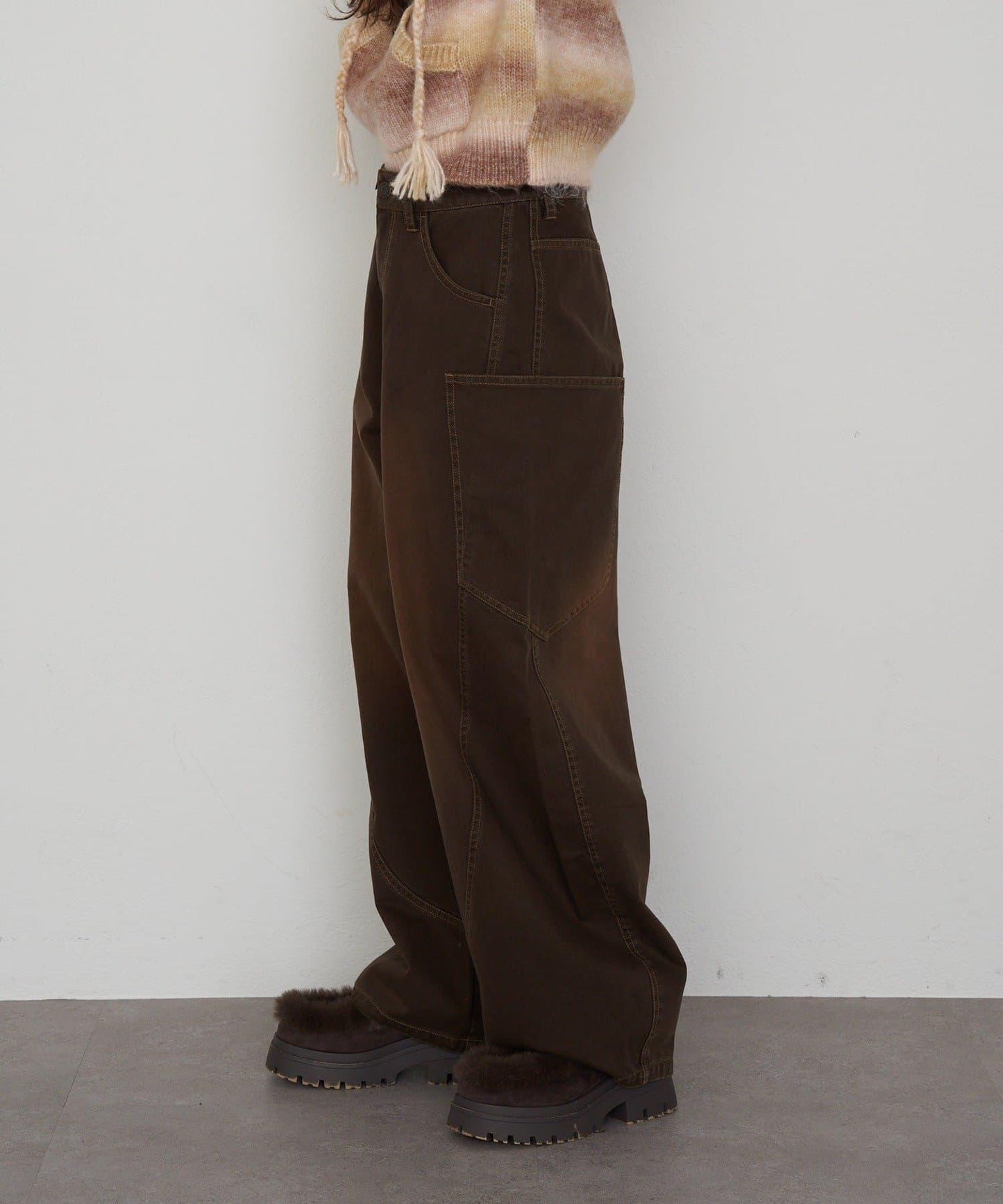 拼接設計牛仔褲