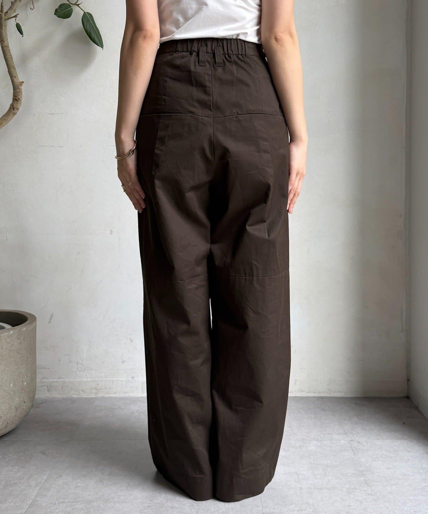 【DouDou】斜紋寬腿褲