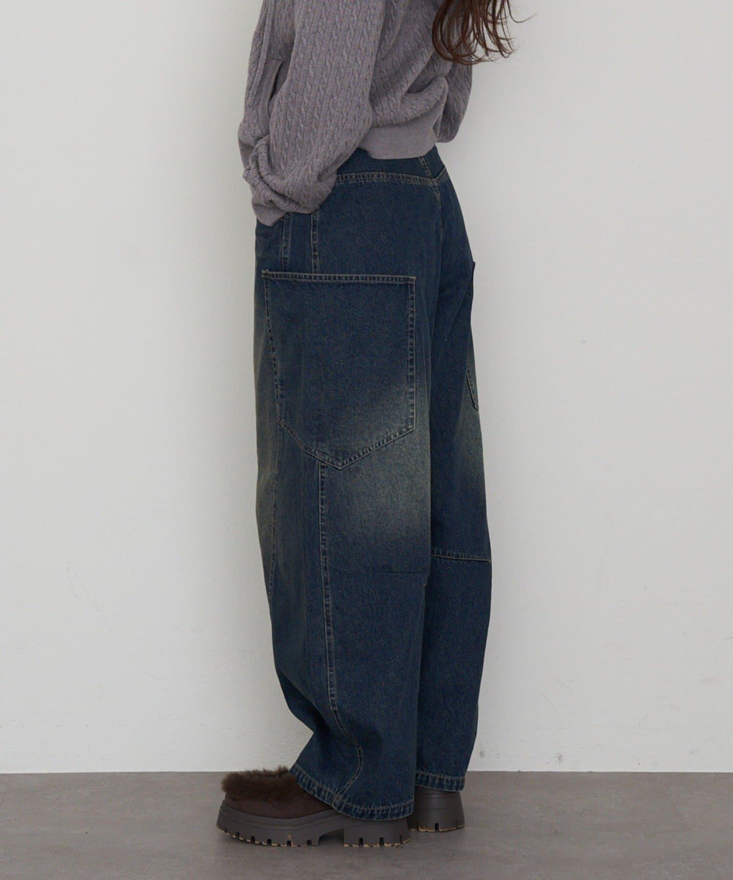 拼接設計牛仔褲