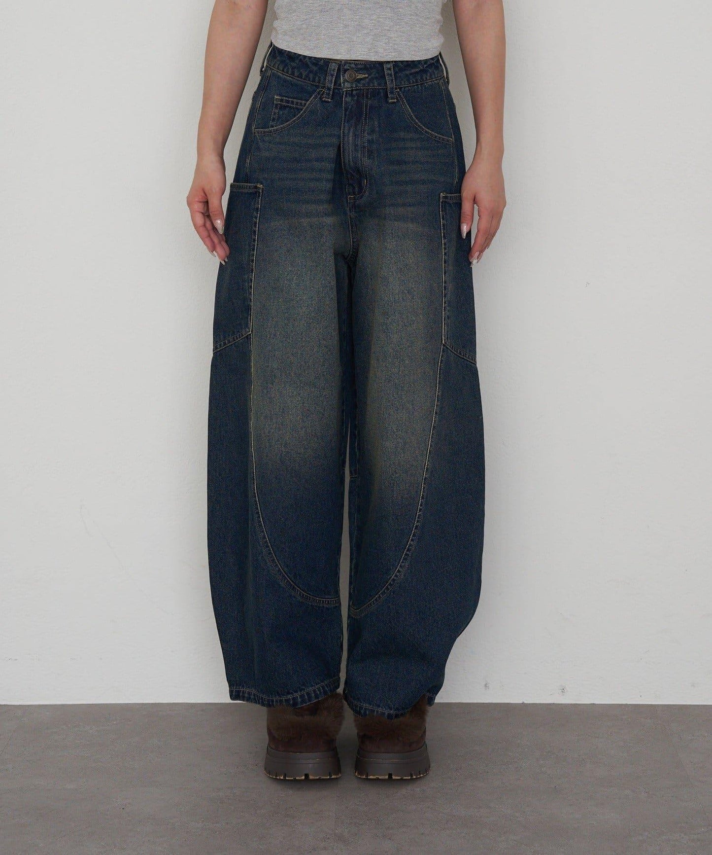 拼接設計牛仔褲