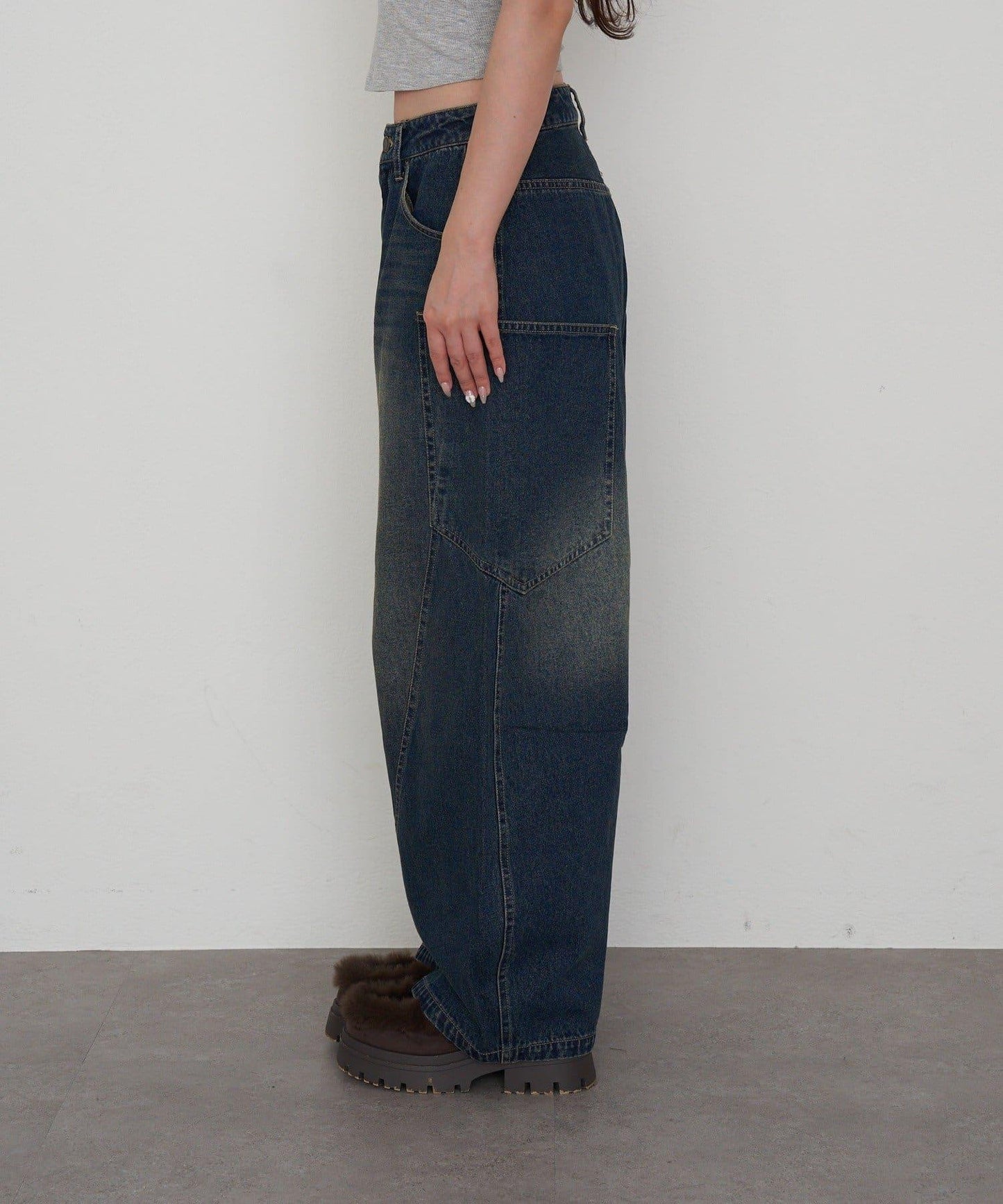 拼接設計牛仔褲