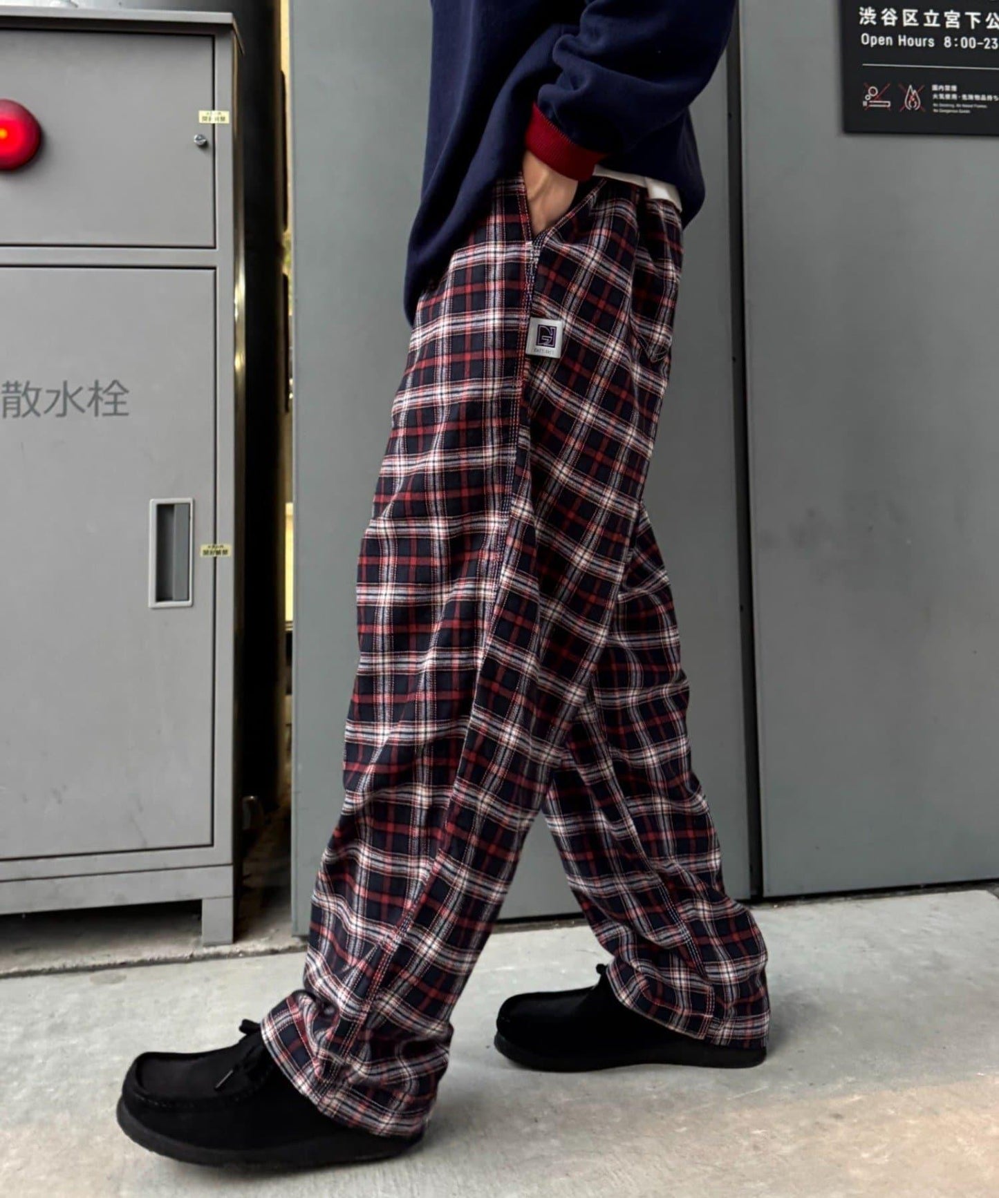 【PATTIPATTI】法蘭絨格子長褲