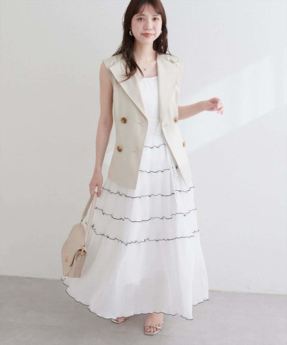 【natural couture】褶皺荷葉邊吊帶連衣裙