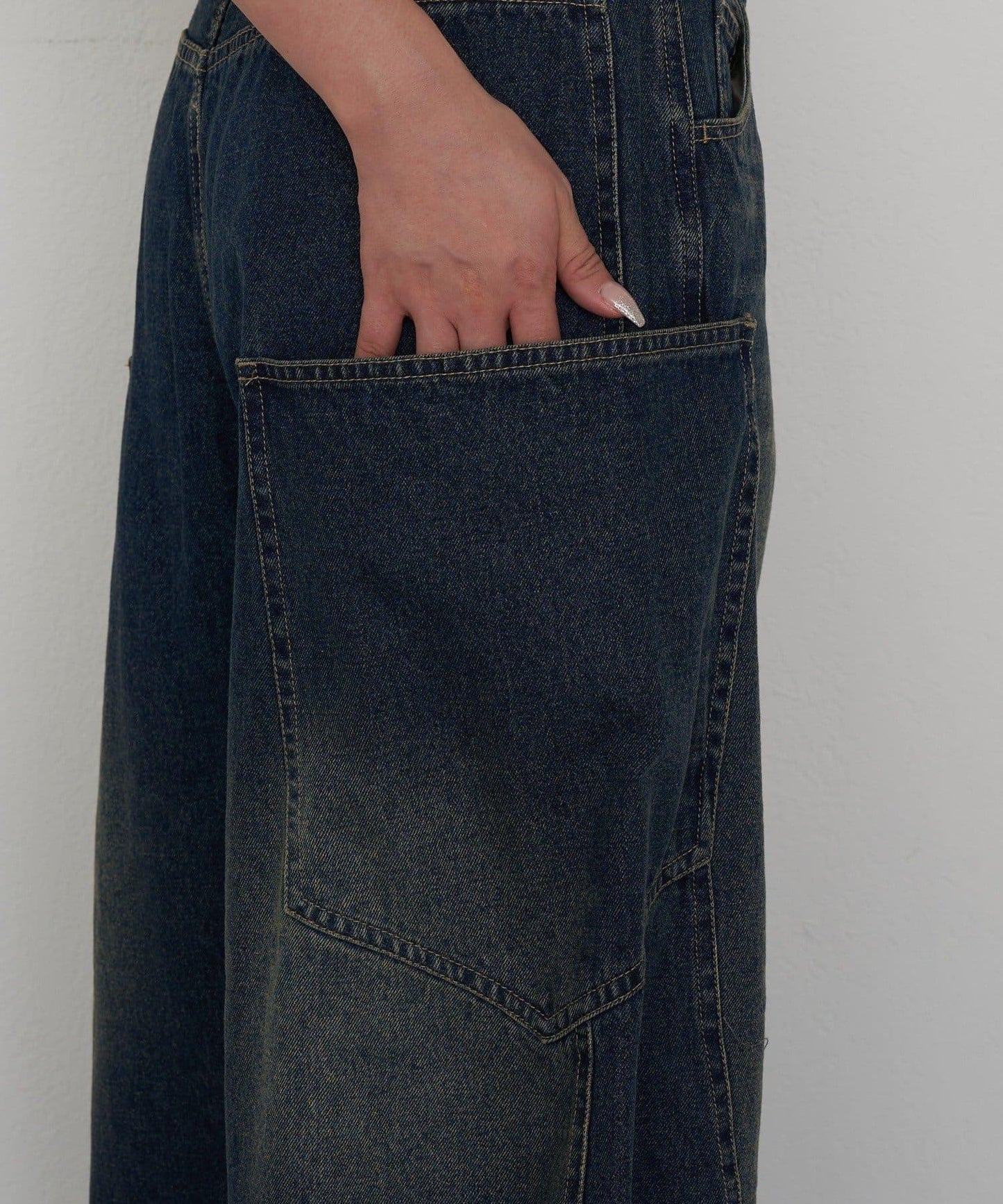 拼接設計牛仔褲