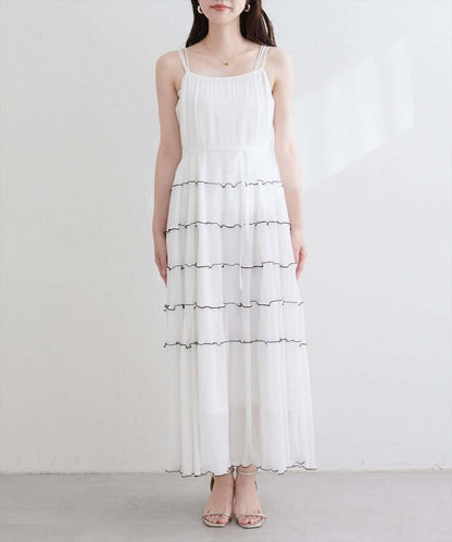 【natural couture】褶皺荷葉邊吊帶連衣裙
