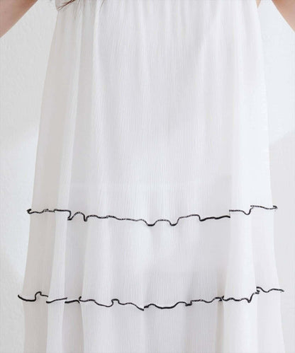 【natural couture】褶皺荷葉邊吊帶連衣裙