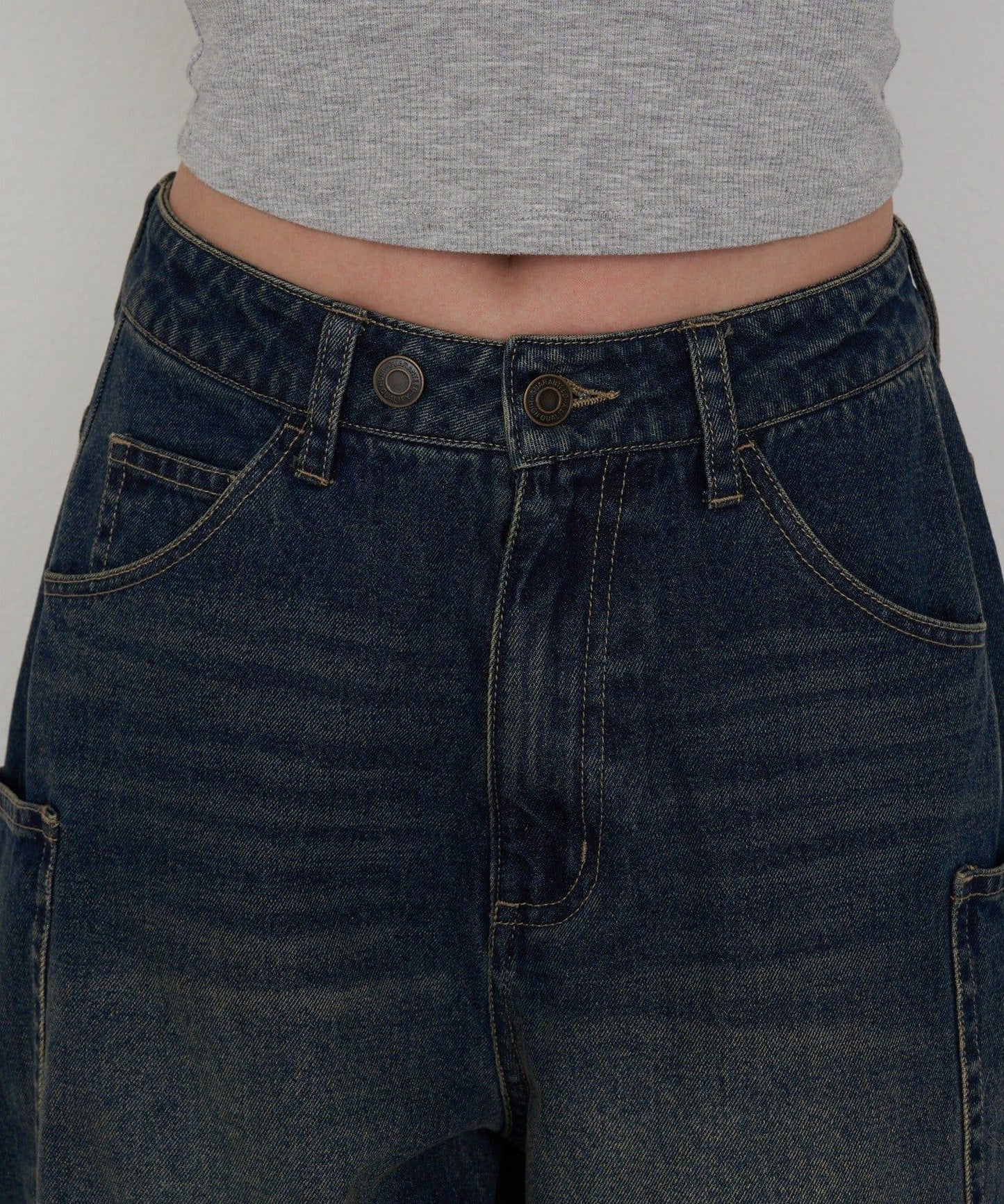 拼接設計牛仔褲