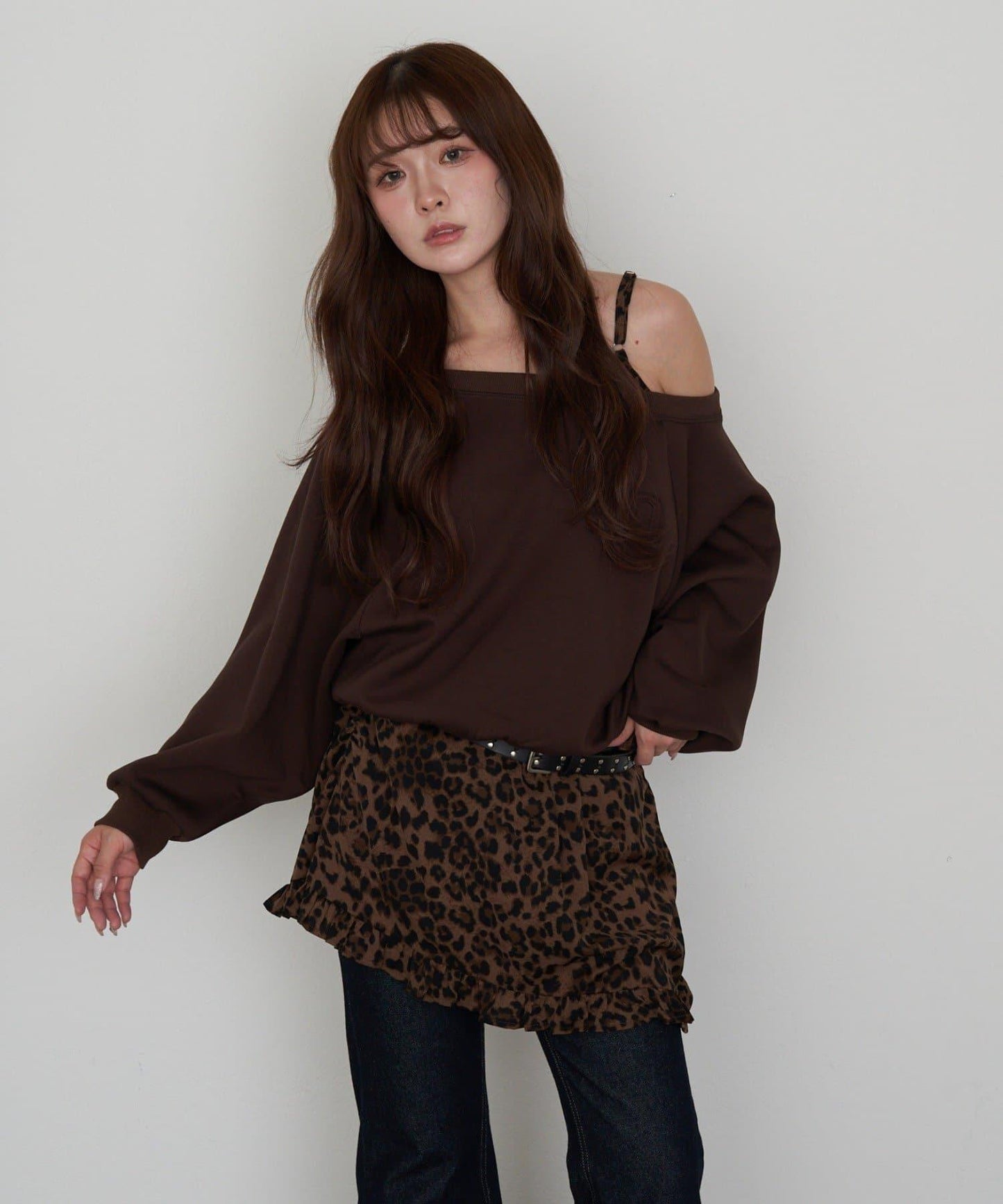 【RAY CASSIN】一字肩衛衣拼接格紋連衣裙