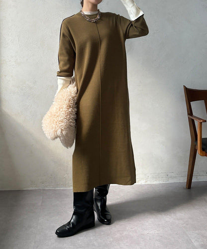 線條設計米蘭羅紋連衣裙