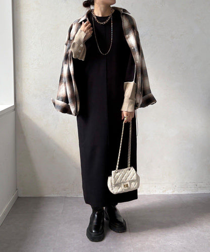 線條設計米蘭羅紋連衣裙