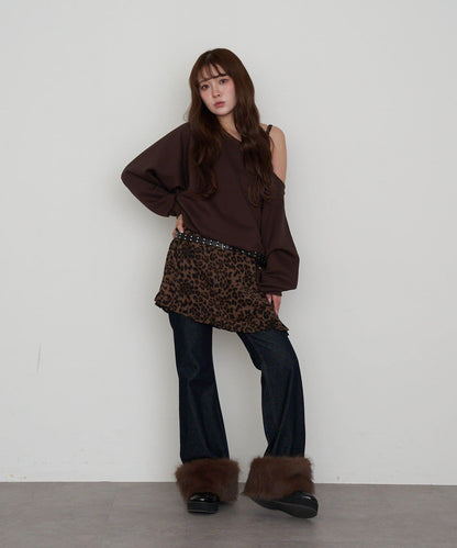 【RAY CASSIN】一字肩衛衣拼接格紋連衣裙