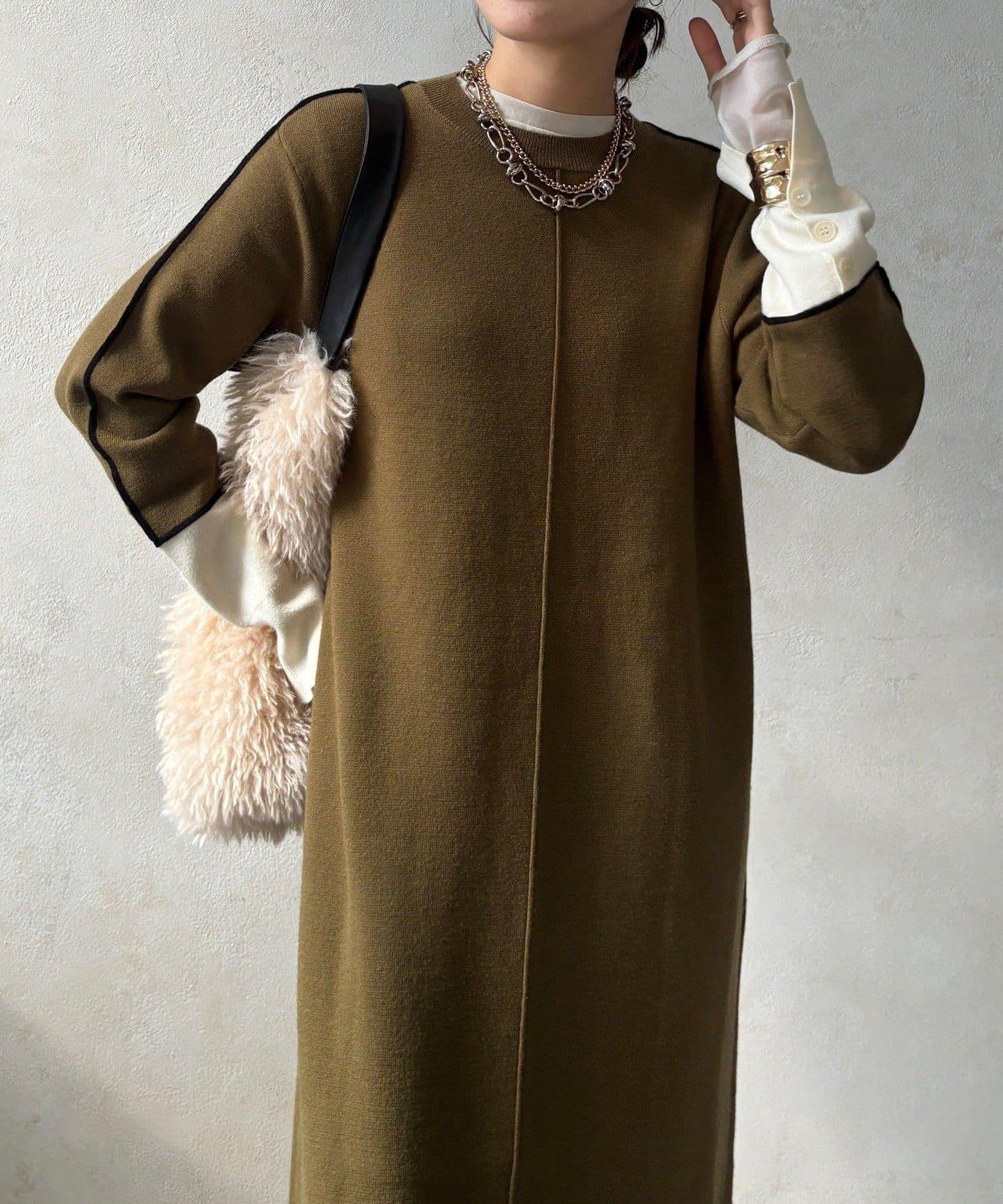 線條設計米蘭羅紋連衣裙