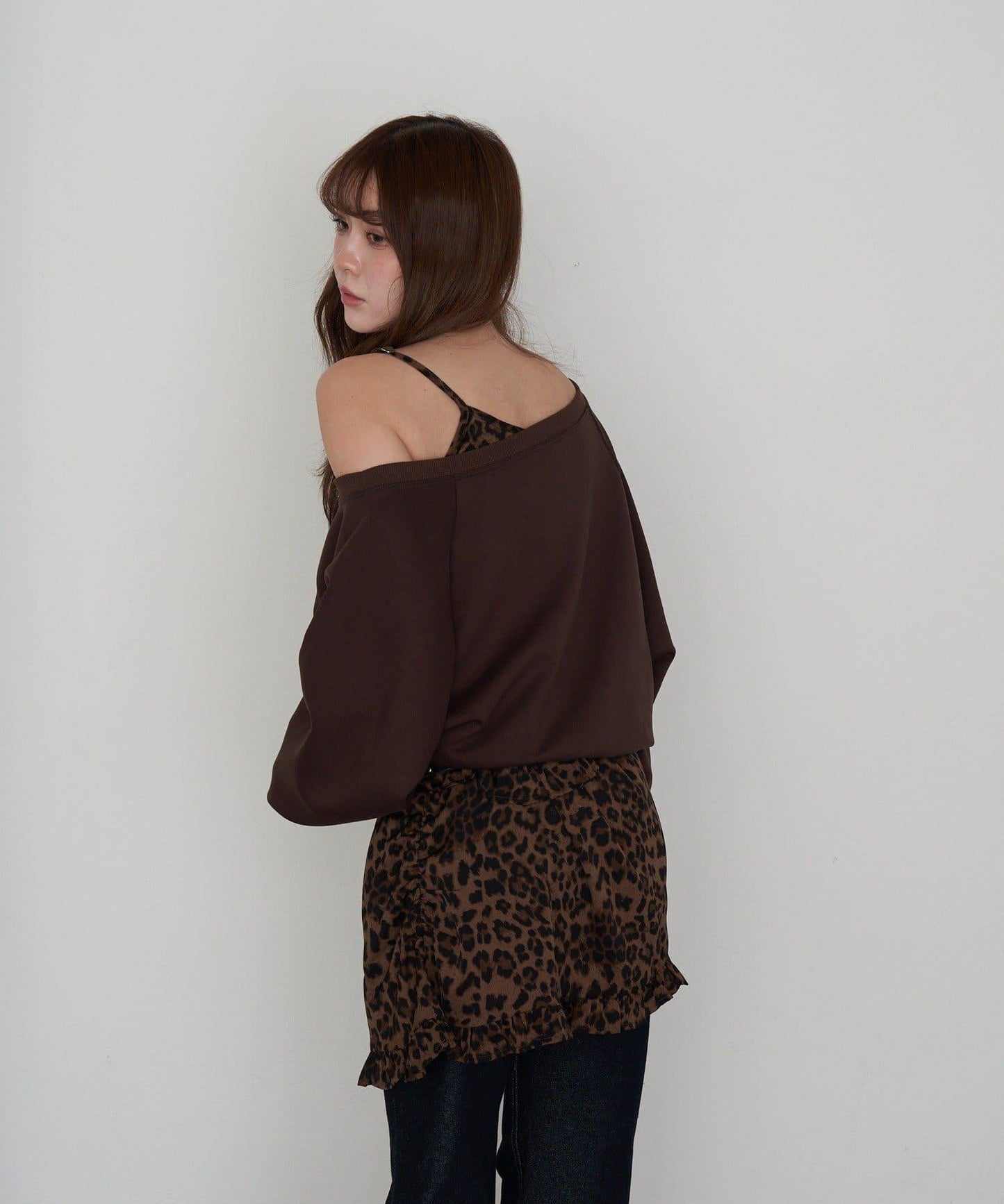 【RAY CASSIN】一字肩衛衣拼接格紋連衣裙