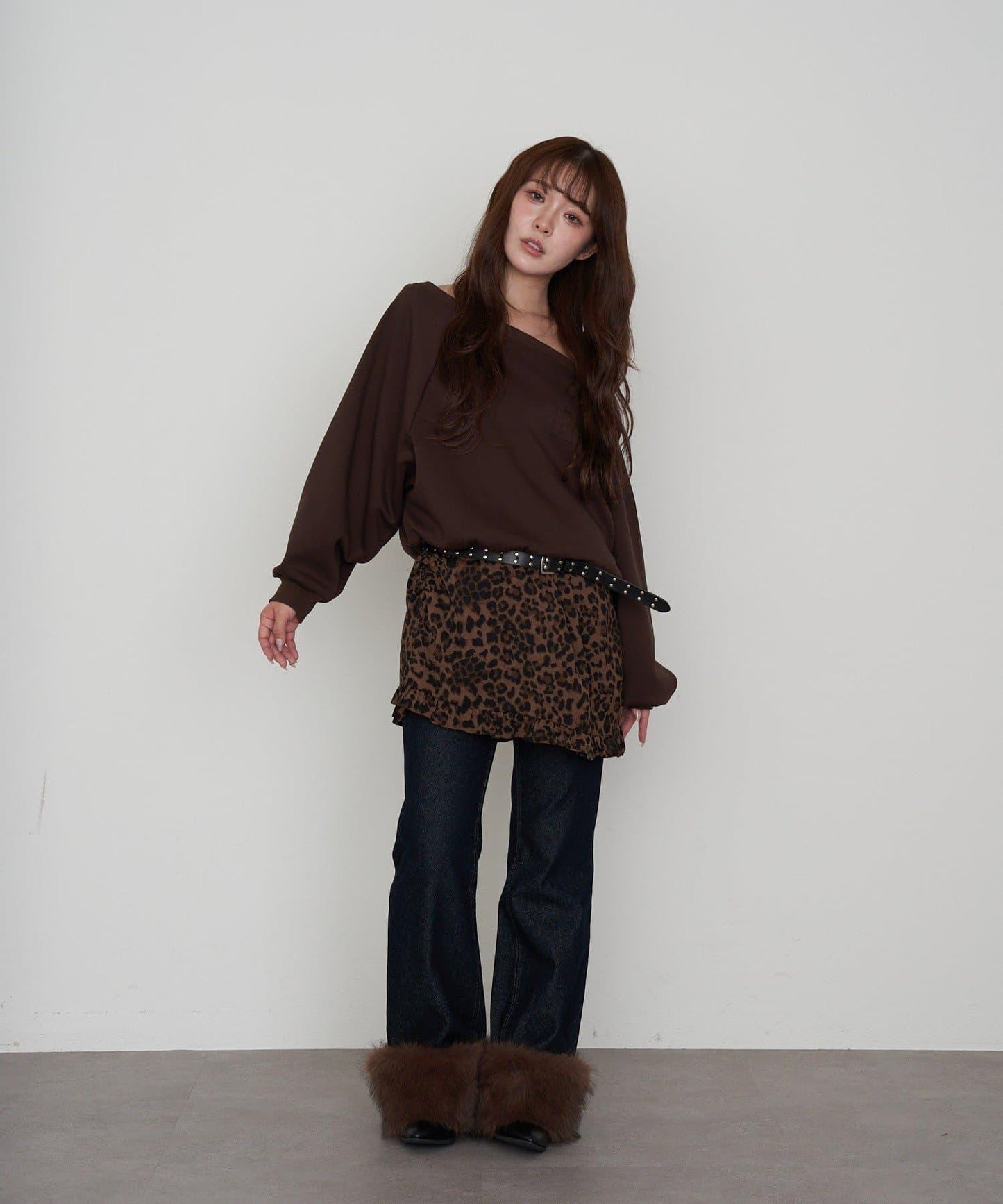 【RAY CASSIN】一字肩衛衣拼接格紋連衣裙