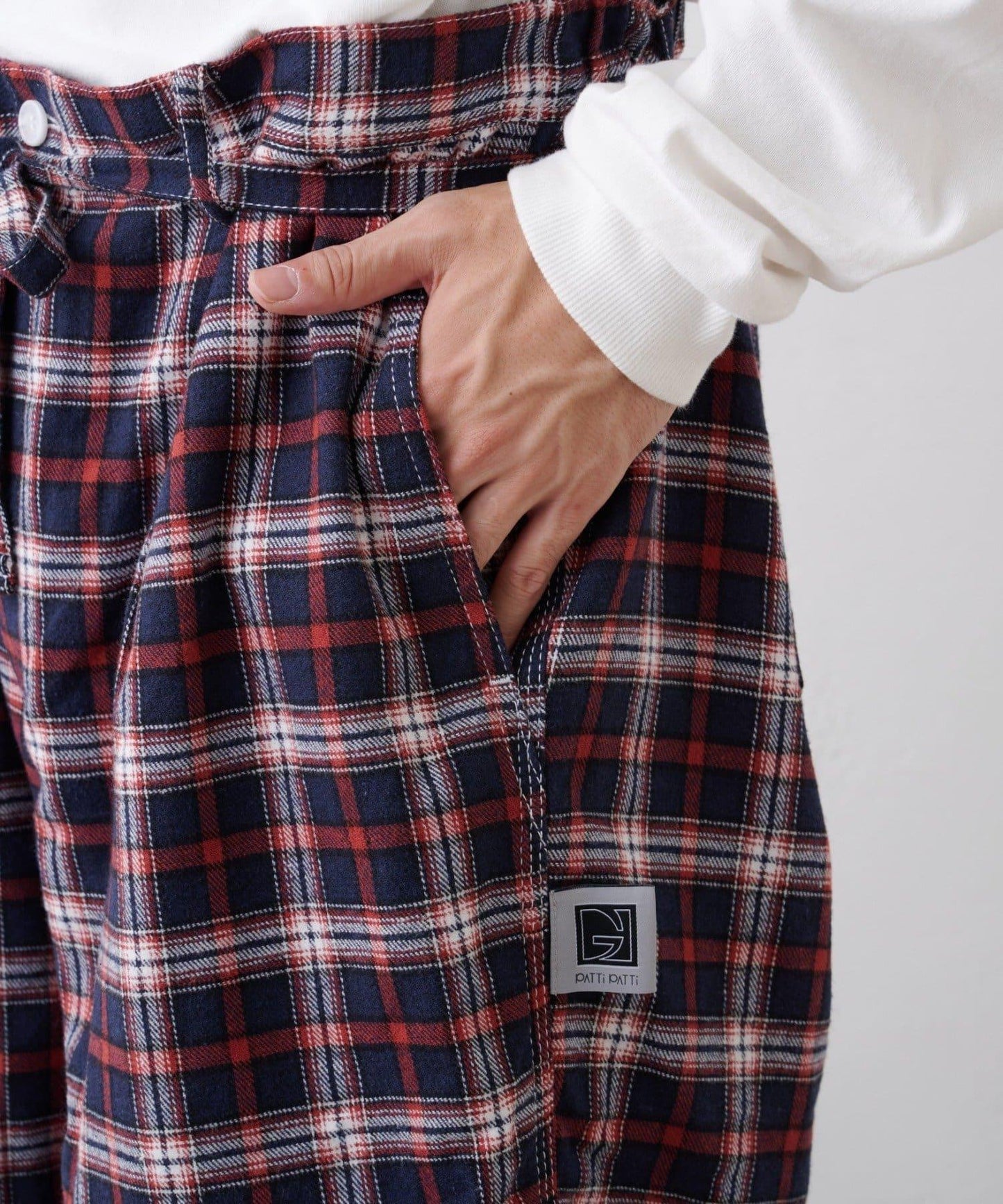 【PATTIPATTI】法蘭絨格子長褲