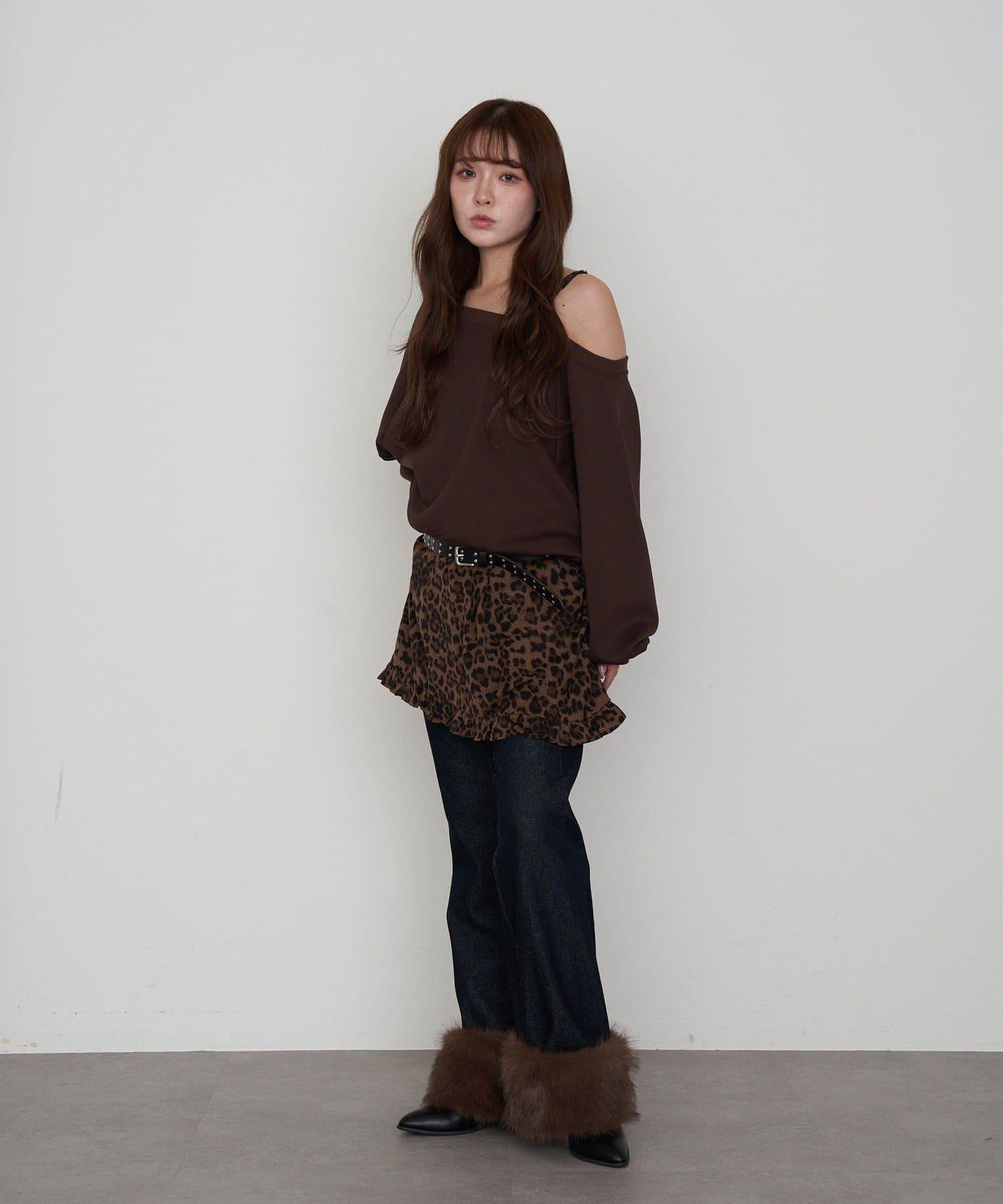 【RAY CASSIN】一字肩衛衣拼接格紋連衣裙