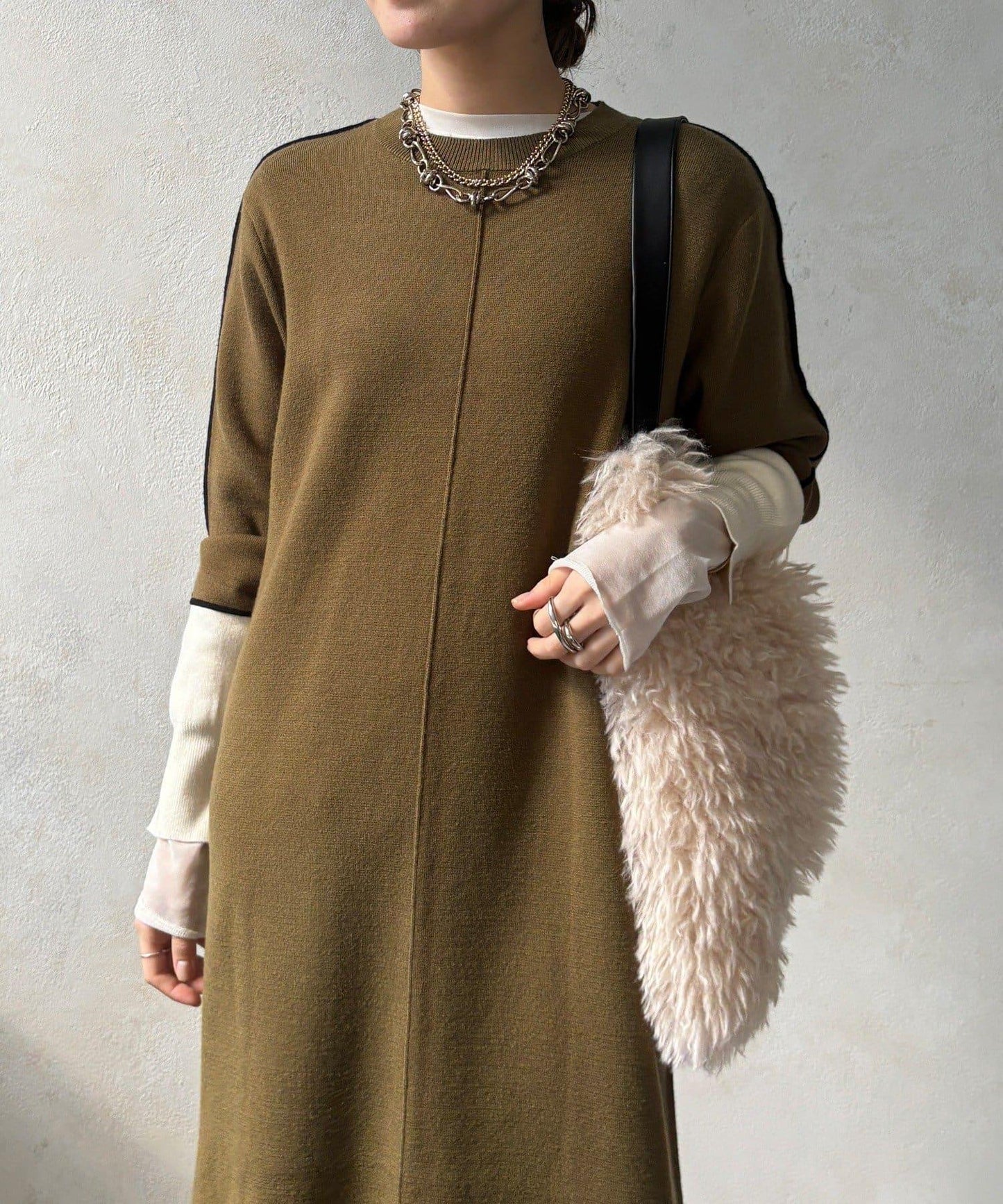 線條設計米蘭羅紋連衣裙