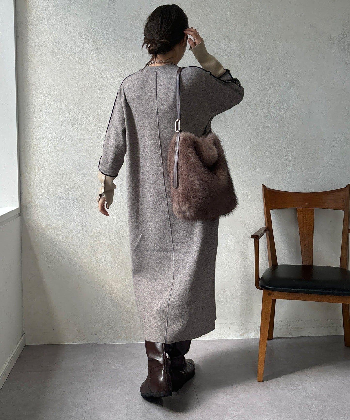 線條設計米蘭羅紋連衣裙