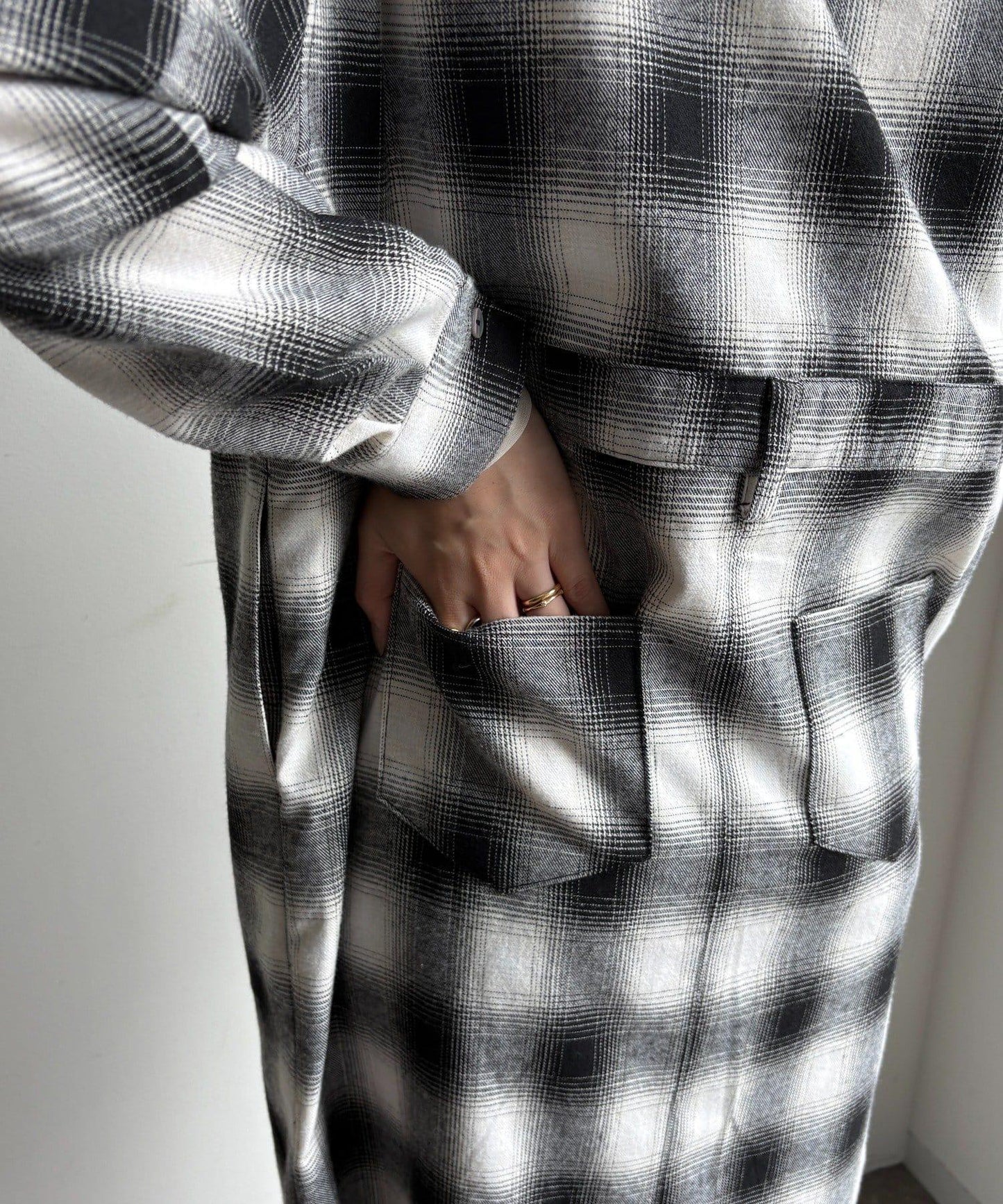 漸變格紋連衣裙