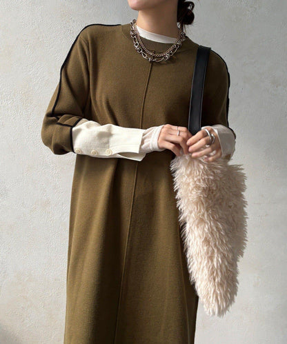 線條設計米蘭羅紋連衣裙