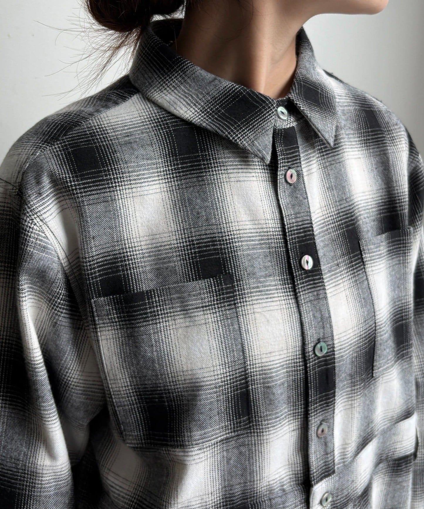 漸變格紋連衣裙