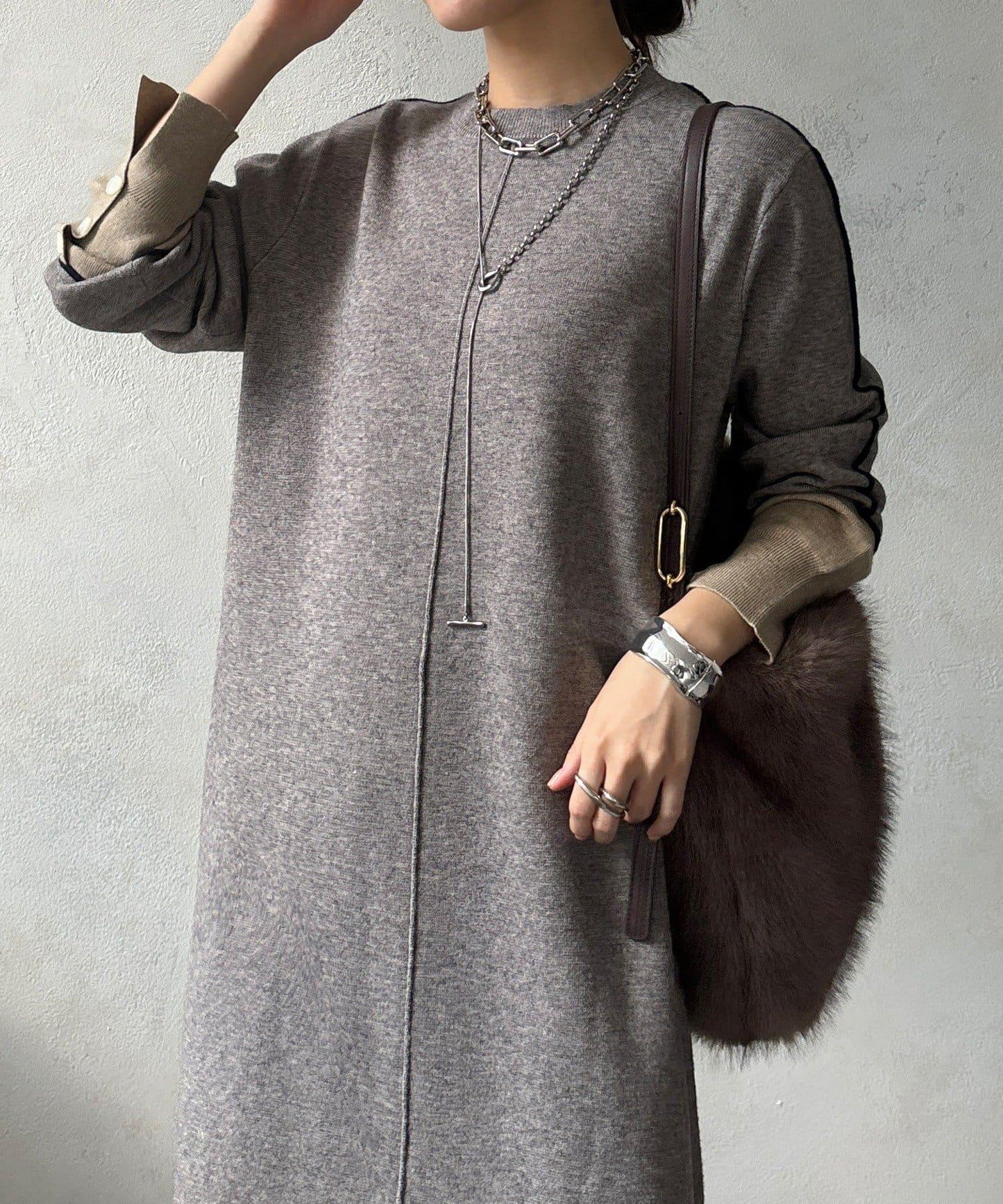 線條設計米蘭羅紋連衣裙