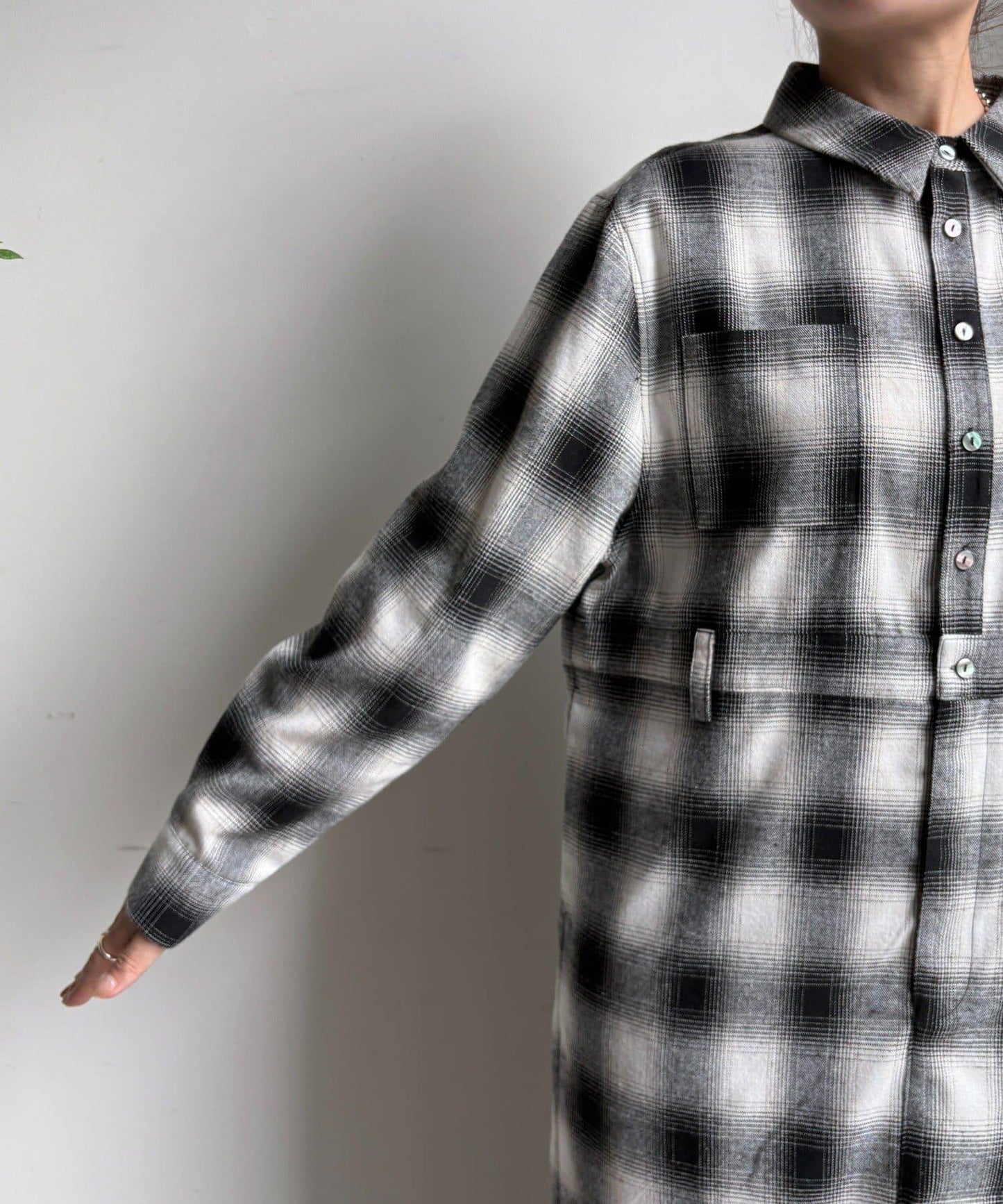 漸變格紋連衣裙