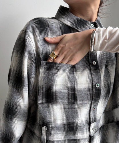 漸變格紋連衣裙