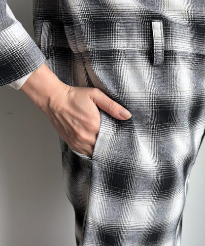 漸變格紋連衣裙