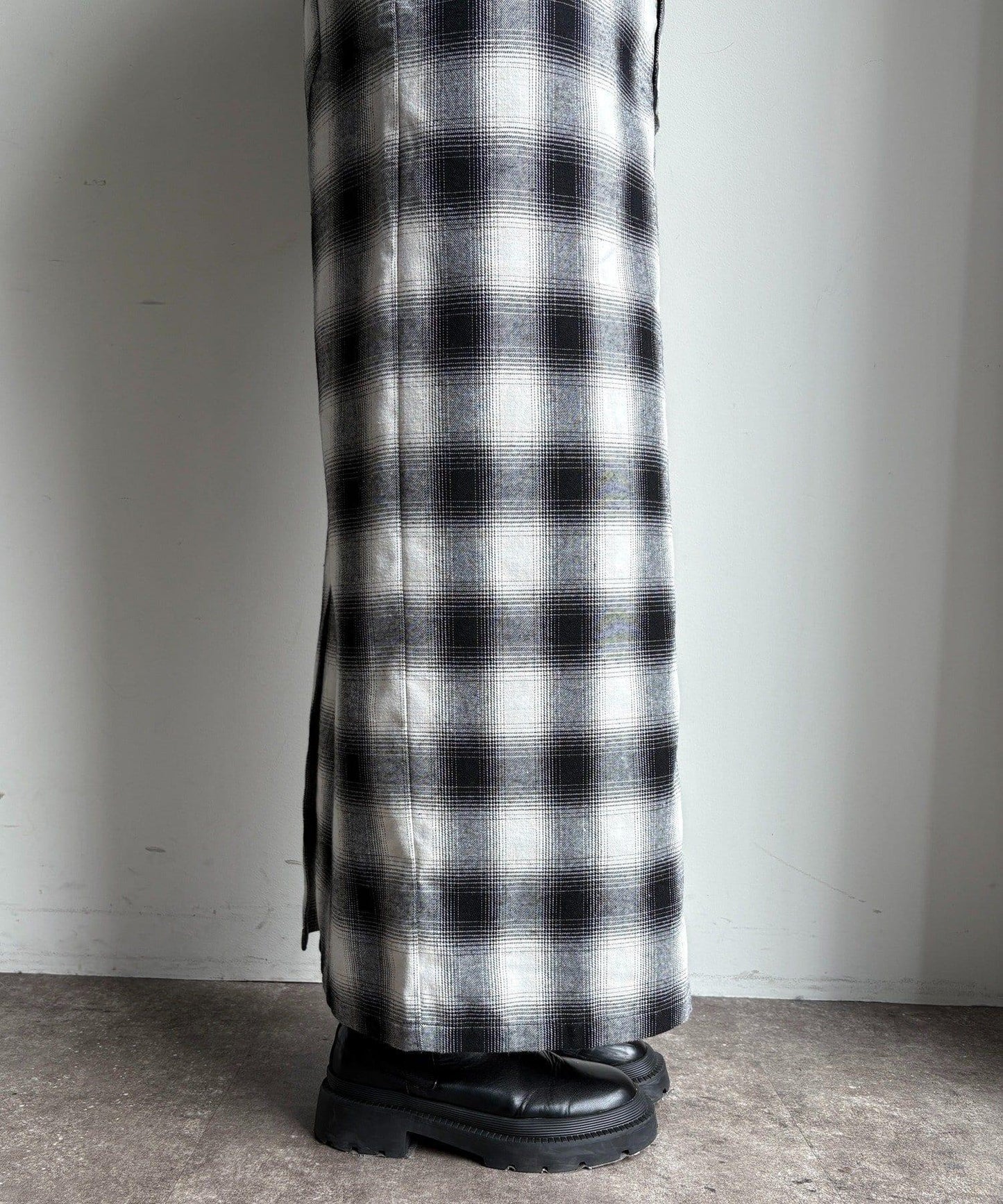 漸變格紋連衣裙