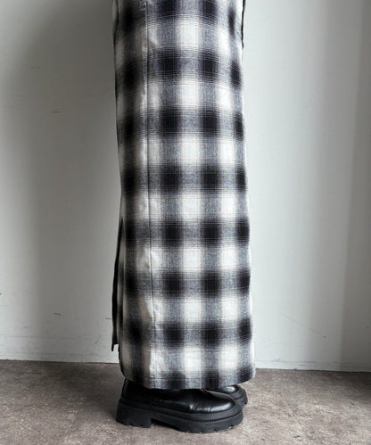 漸變格紋連衣裙