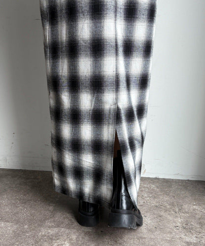 漸變格紋連衣裙