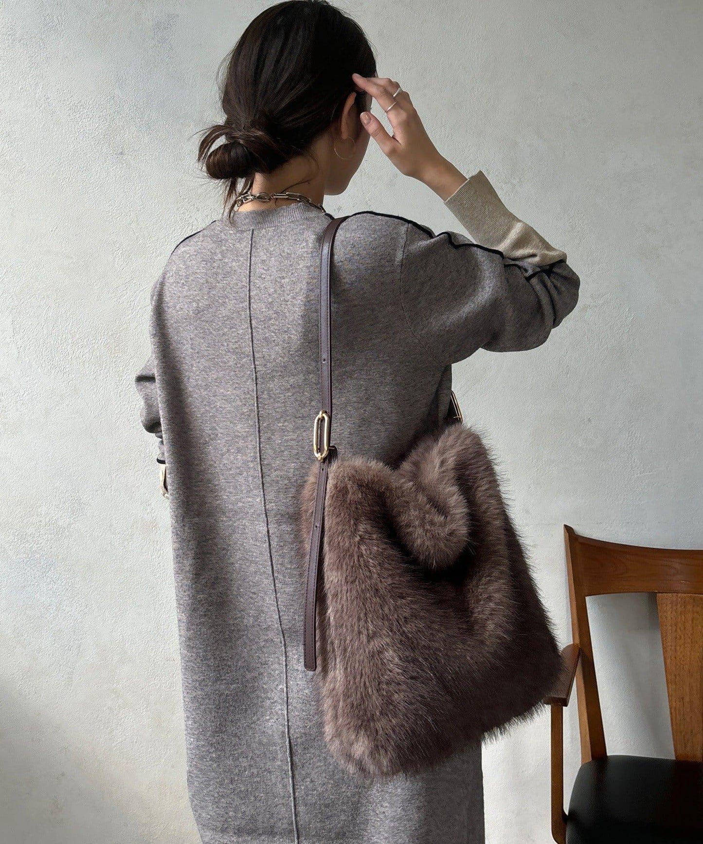 線條設計米蘭羅紋連衣裙