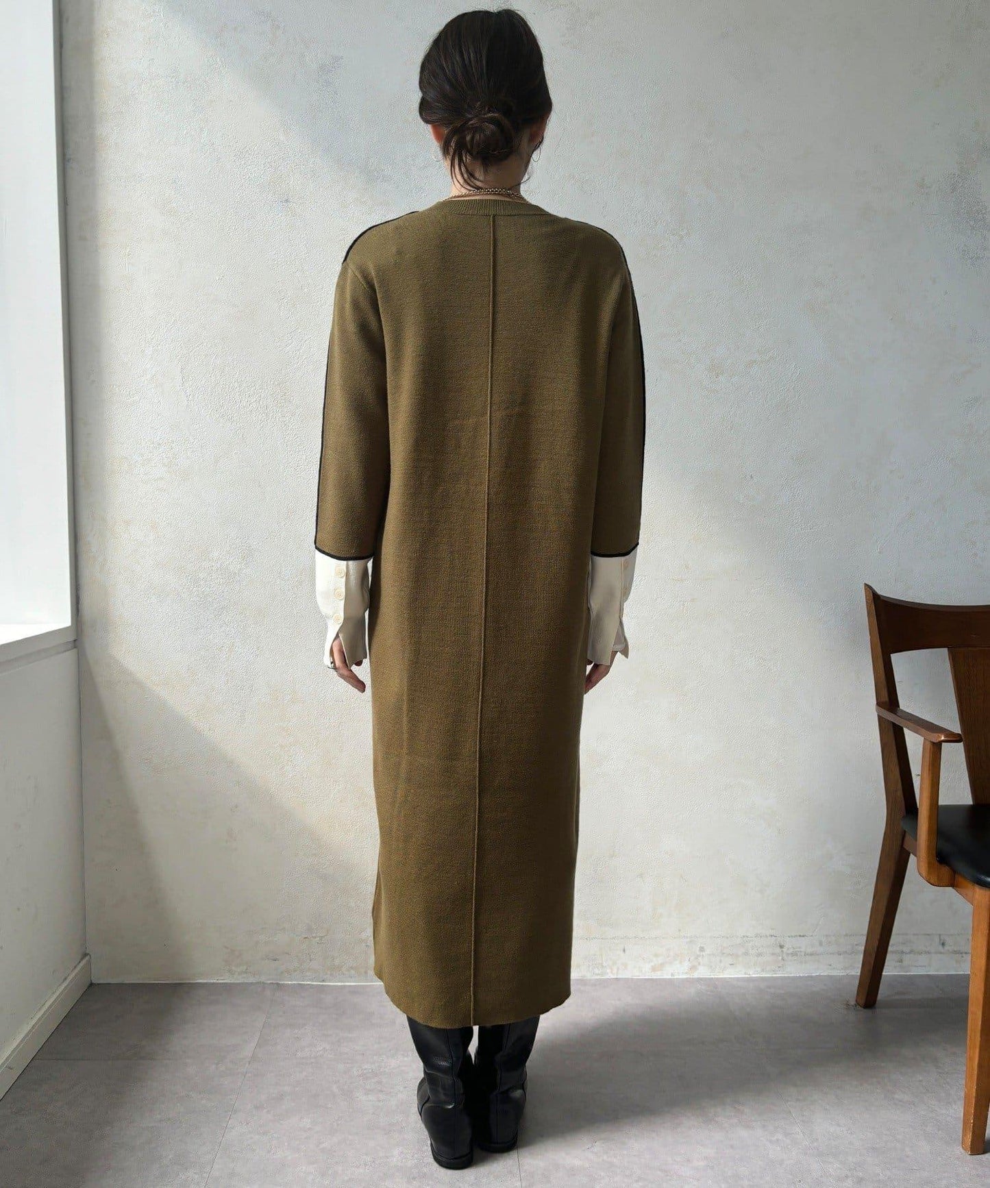 線條設計米蘭羅紋連衣裙