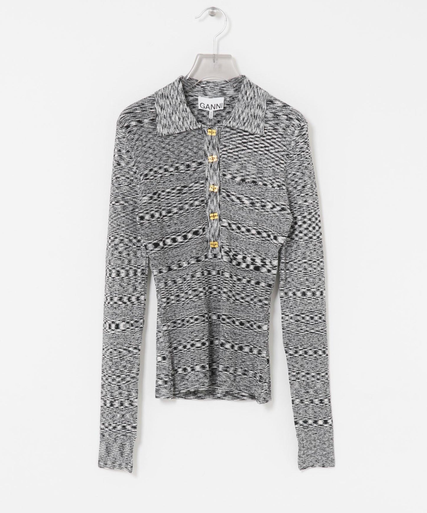 GANNI 太空染色針織Polo衫