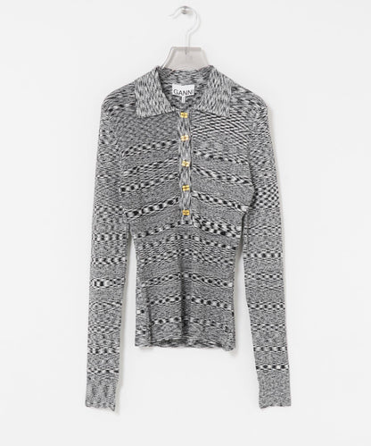 GANNI 太空染色針織Polo衫