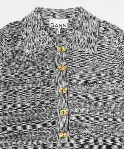 GANNI 太空染色針織Polo衫