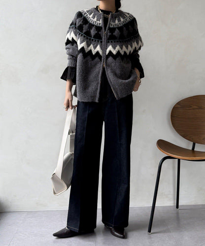 高腰雙排扣牛仔褲