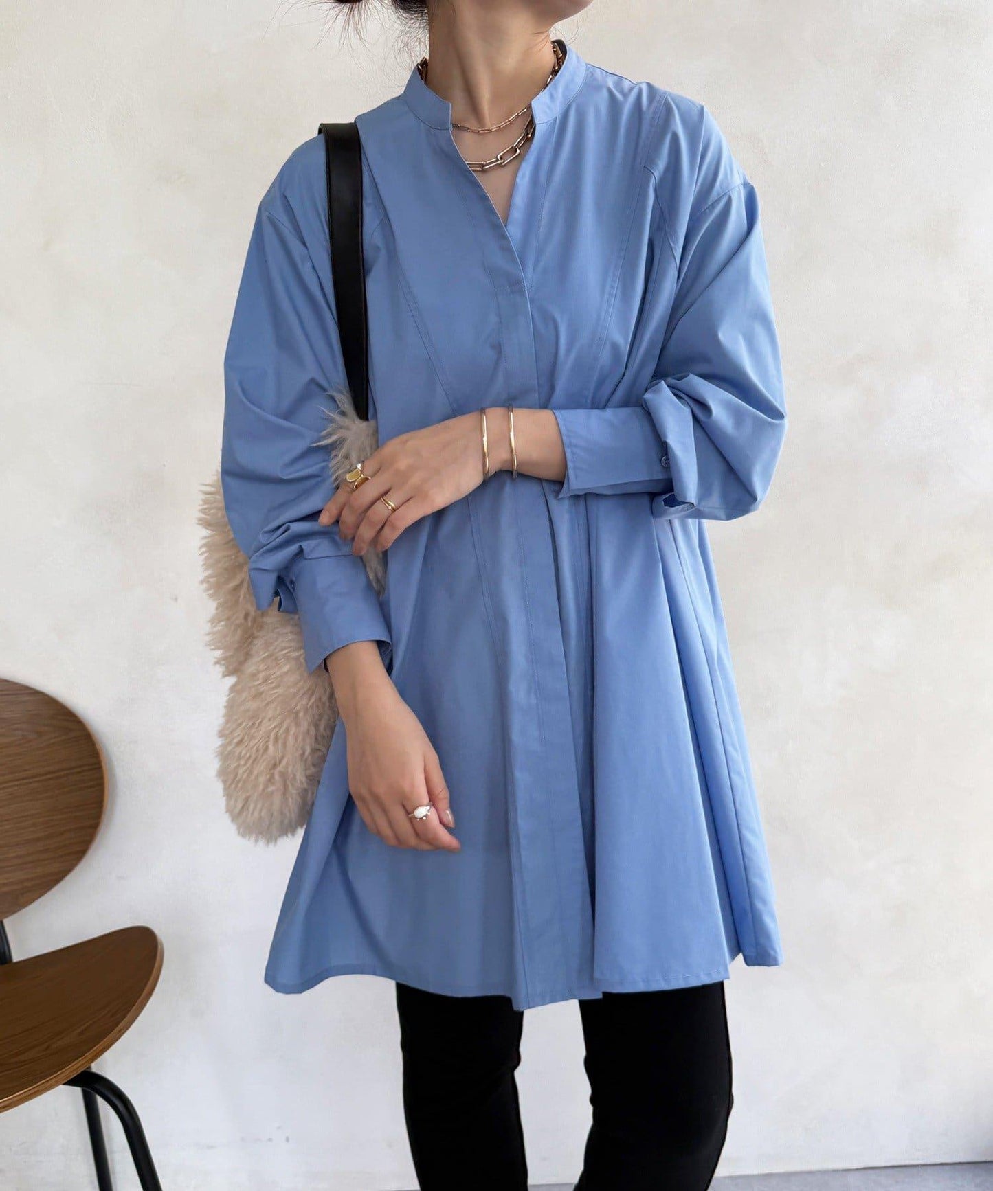 喇叭袖長款上衣