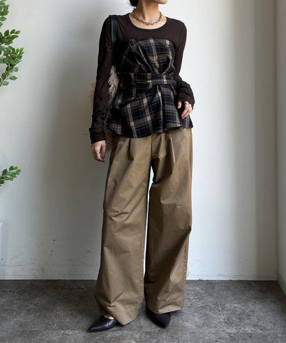 磨毛格紋吊帶背心