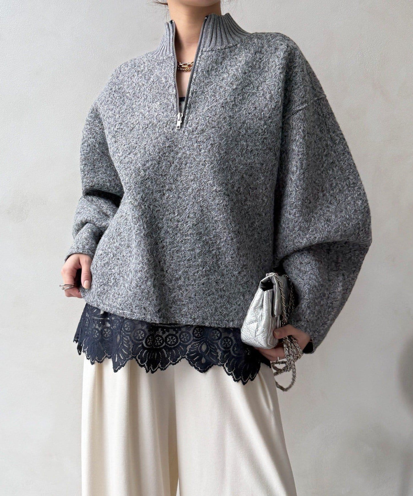 DouDou 半拉鍊泰迪絨套頭上衣